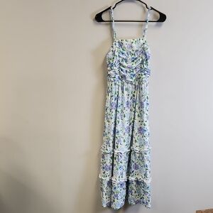 Grace Karin White Dress with Blue and Green Floral Design